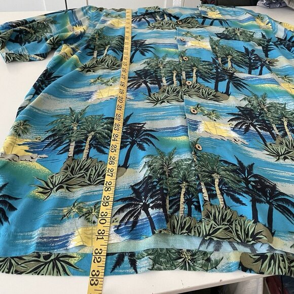 Cherokee Waikiki Wear Blue Deserted Island Beach Short Sleeve Hawaiian Shirt L - Picture 5 of 7